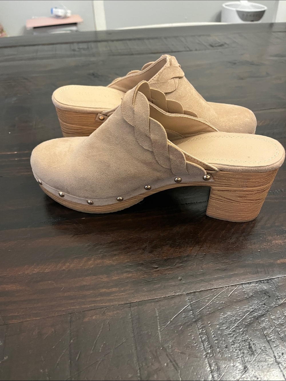 Women’s Neutral Suede Braided Clog Mules